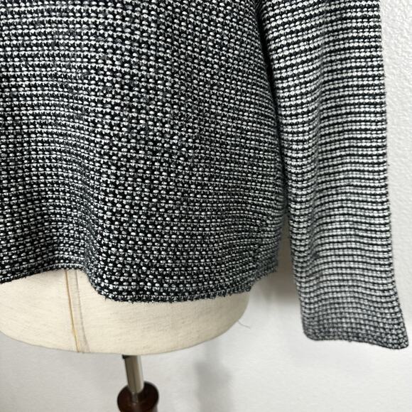 Madewell Cardigan Women Medium Black White Knit Tweed Open Front Cocoon Classic - Picture 9 of 13